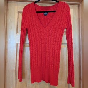 American Eagle Outfitters Bright Red V-Neck Sweater